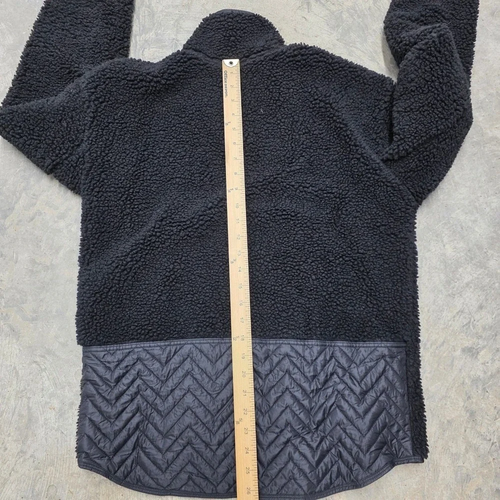 Athleta Black‎ Sherpa Fleece Quilted Snap Neck Pullover Top Womens Small